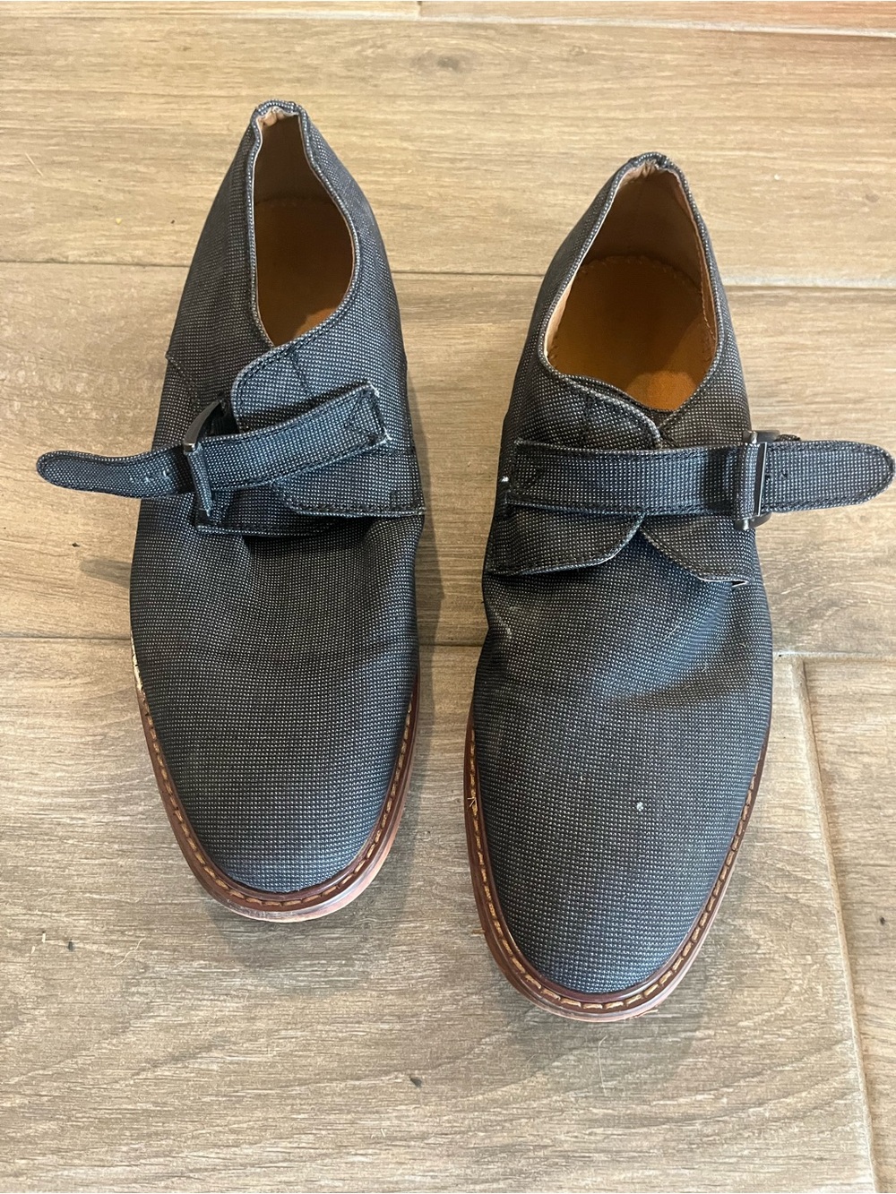 Men's Gray Single Monk Strap Derby Shoes